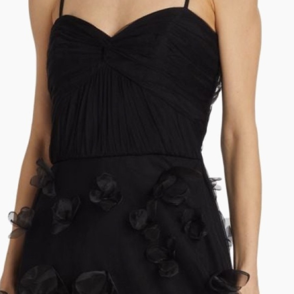 NEW Marchesa 3D Black Floral Rose-Embellished Tulle Cocktail Gown Sz 6 - Picture 6 of 12